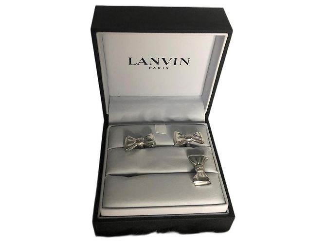 Set Lanvin gemelli e fermacravatta argento 