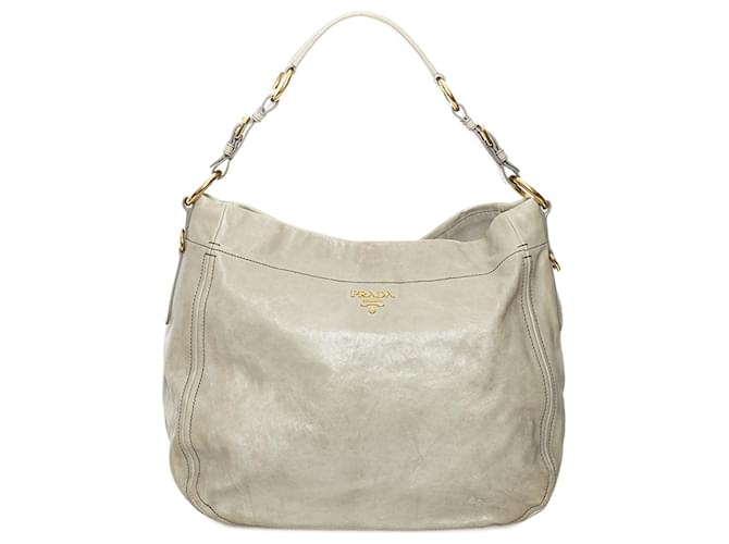 Prada Sac à bandoulière en cuir Veau façon poulain Gris  ref.733119