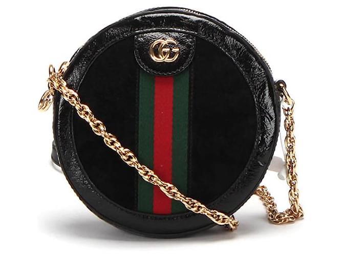 Gucci Mini bolsa de ombro redonda de camurça Ophidia 550618 Preto  ref.733168