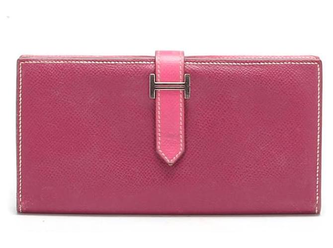 Hermès Bearn H Bifold Wallet Purple Leather Pony-style calfskin  ref.733203