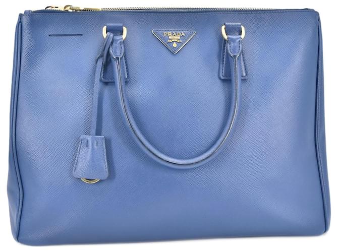 Prada Saffiano Galleria lined Zip Handbag Blue Pony-style calfskin  ref.733293 - Joli Closet