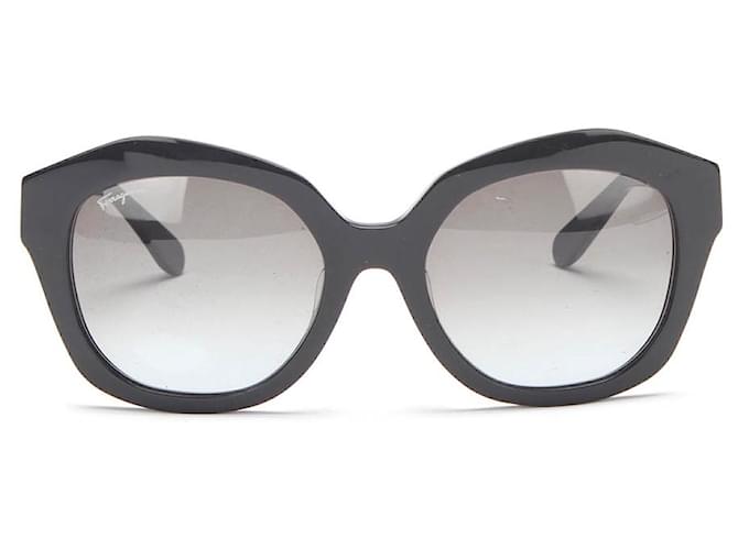 Salvatore Ferragamo Übergroße Sonnenbrille mit Farbverlauf Schwarz Metall  ref.733307