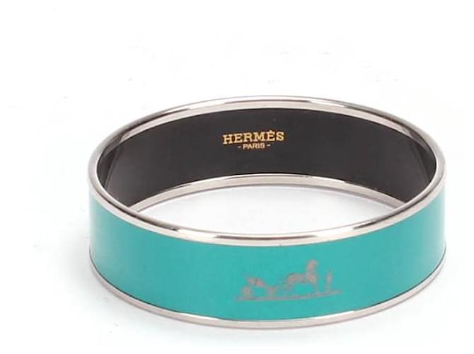 Hermès Bracelet jonc émail Calèche Wilde Résine Vert  ref.733328