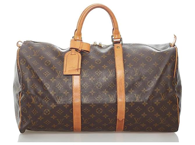 Louis Vuitton Monograma Keepall 50 Bolsa de viagem em lona M41426 em boa condição Marrom  ref.733491