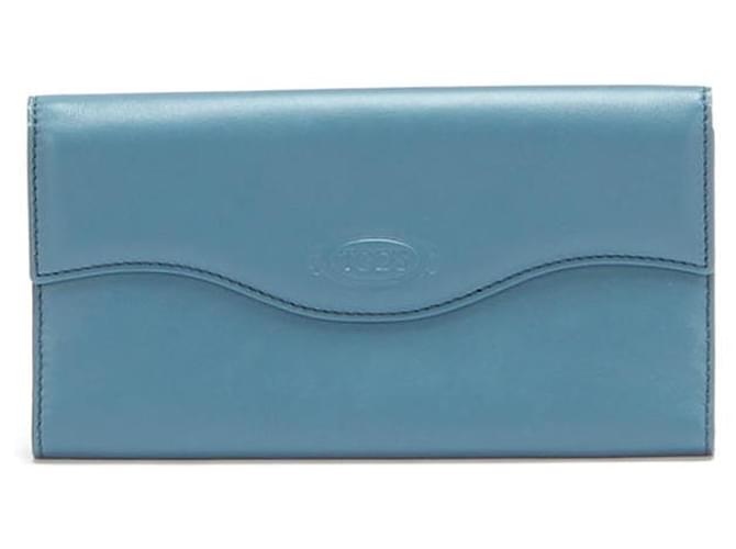 Tod's Leather Trifold Wallet Blue  ref.733497