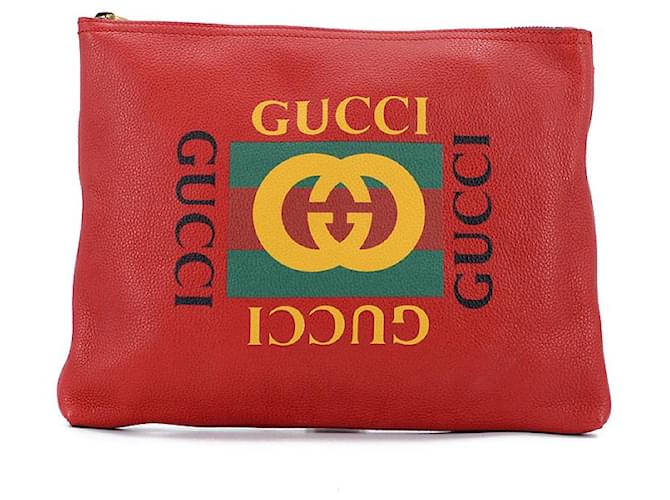 Gucci Leather Clutch Bag Red Pony-style calfskin  ref.733572