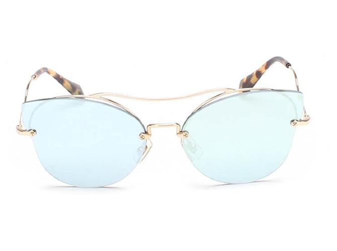 Miu Miu Mirrored Cat Eye Sunglasses Golden Metal  ref.733585