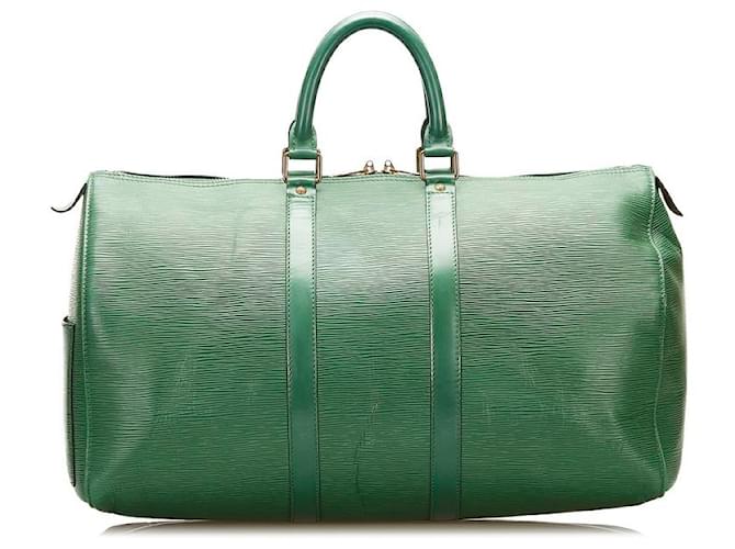 Louis Vuitton Epi Keepall 45 M42974 Green Leather Pony-style calfskin  ref.733654