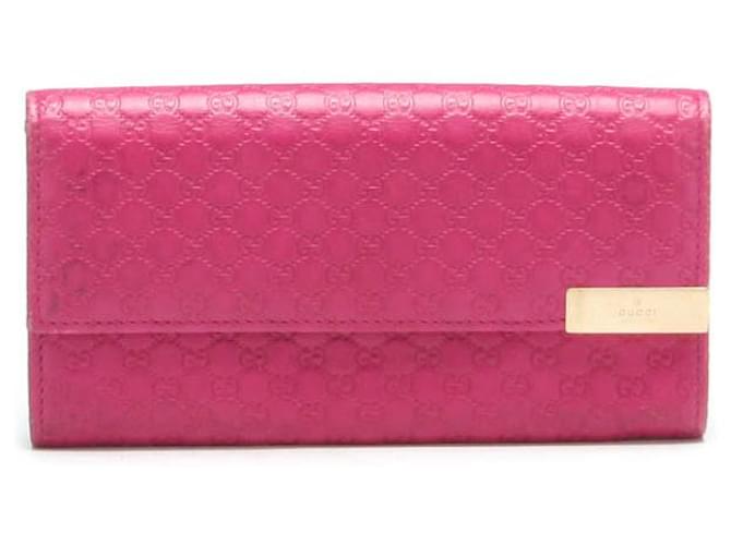 Microguccissima Leather Wallet 269541 Pink Pony-style calfskin  ref.733797