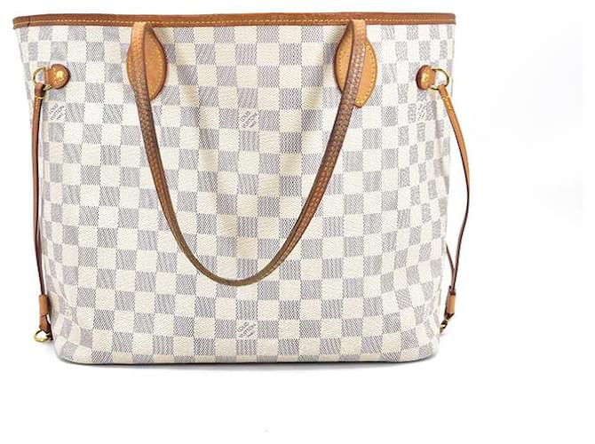 Louis Vuitton Damier Azur Neverfull MM with Pouch White Cloth  ref.733871