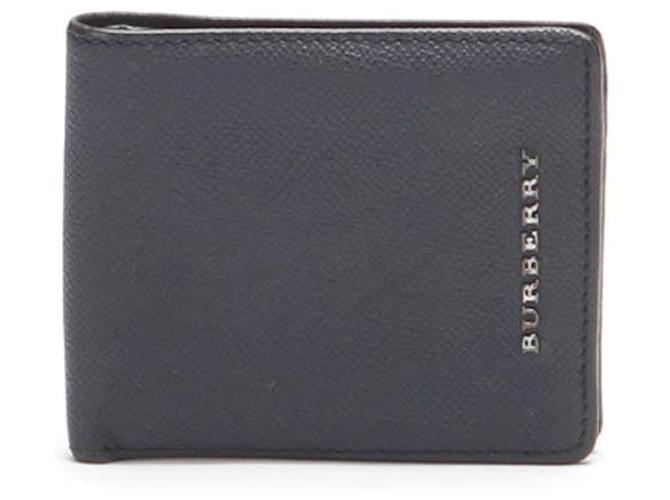 Burberry Leather Bifold Wallet Blue Pony-style calfskin  ref.733881