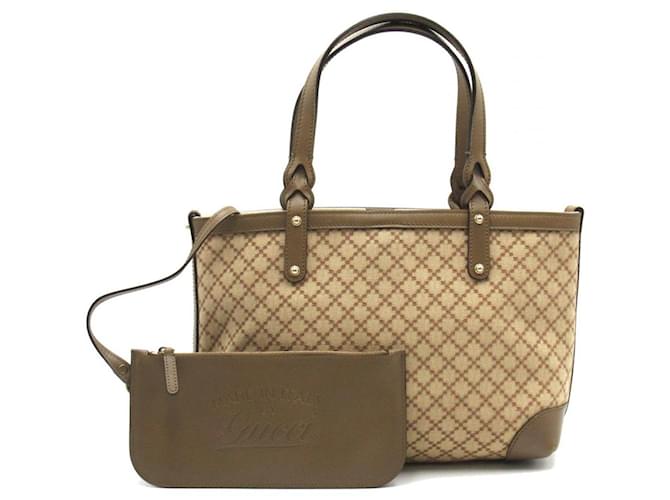 Gucci Diamante Canvas Craft Tote Bag 269878 Brown Cloth  ref.734020
