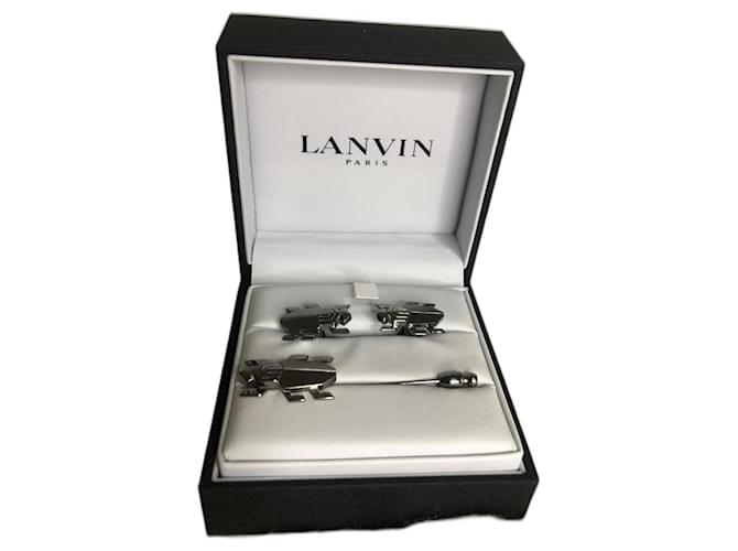 Lanvin Cufflinks Dark grey Silver  ref.734040