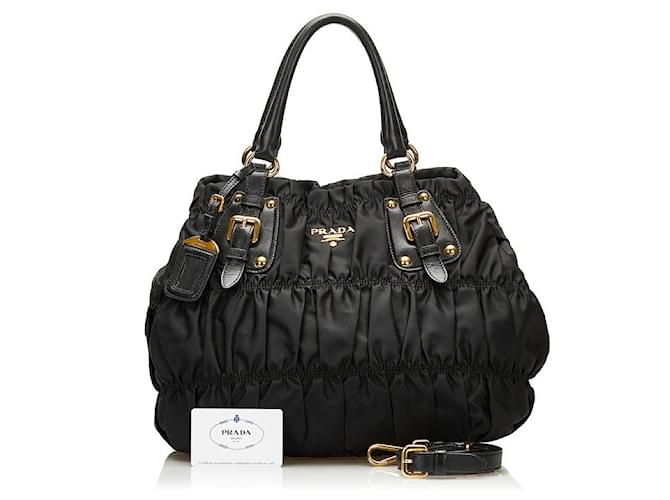 Prada Tessuto Gaufre Handbag Black Cloth ref.734046 Joli Closet