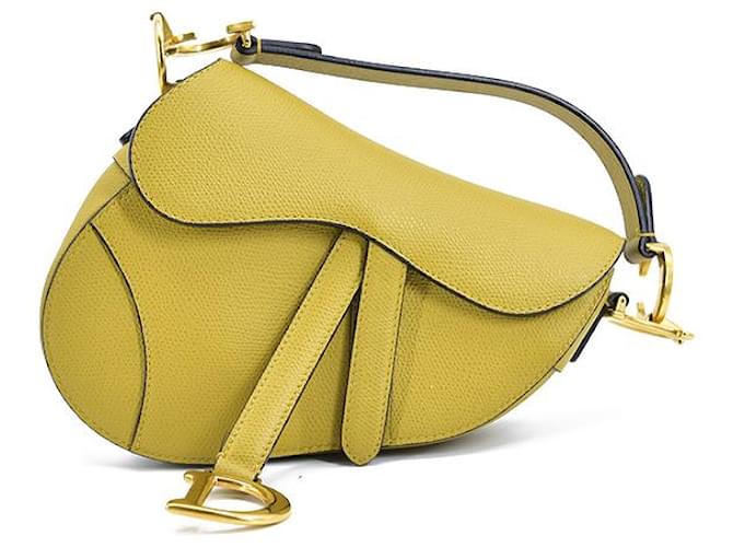 Dior Leather Saddle Bag Yellow Pony-style calfskin ref.734068