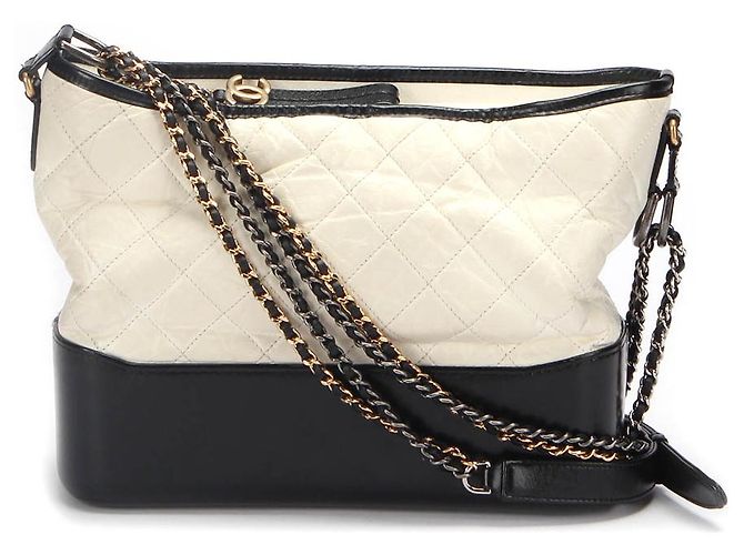 Chanel Medium Gabrielle Schultertasche aus Leder Weiß