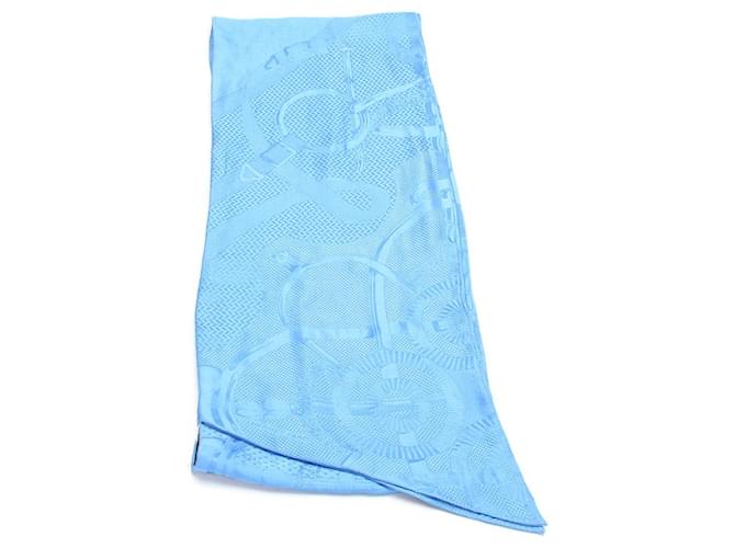 Foulard en soie Hermès Foulard en coton en excellent état Bleu  ref.734291