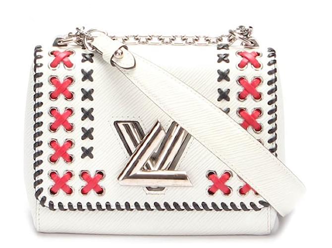 Bolsa transversal de couro Epi bordada Twist PM da Louis Vuitton em muito bom estado Branco  ref.734308