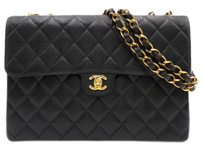Chanel Jumbo Classic Caviar Single Flap Bag Black Leather ref.734335 - Joli  Closet