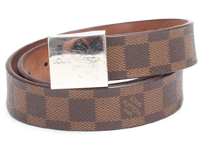 Louis Vuitton Cinturón de inventor Damier Ebene Castaño Lienzo  ref.734376