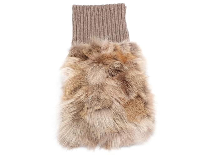 Miu Miu Fox Fur Trimmed Wool Scarf Brown Cloth  ref.734397
