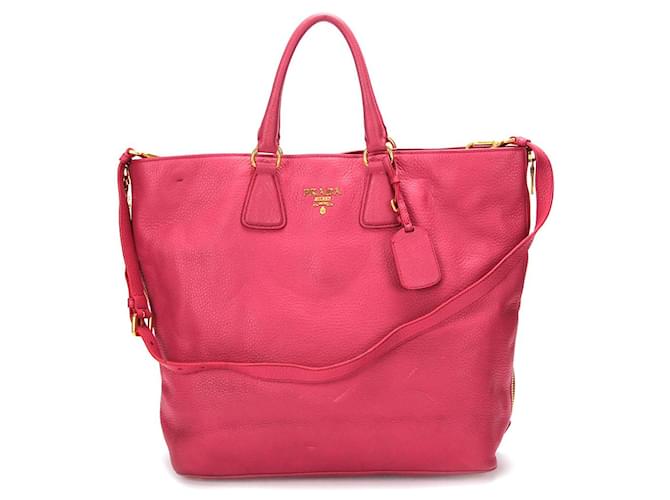 Bolso de hombro Prada Vitello Daino de cuero en buen estado Rosa  ref.734451