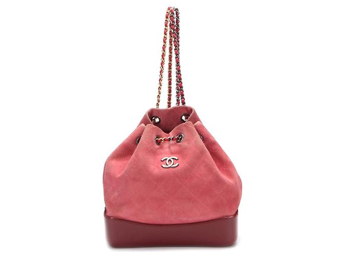 Chanel Quilted Suede Gabrielle Backpack Pink