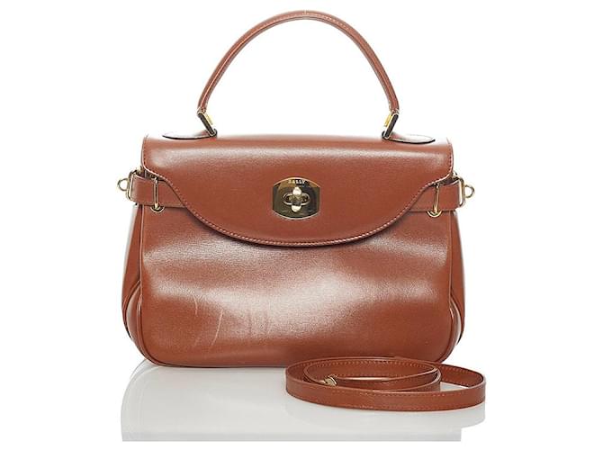 Bally Leather Two Way Bag Brown Pony-style calfskin  ref.734490