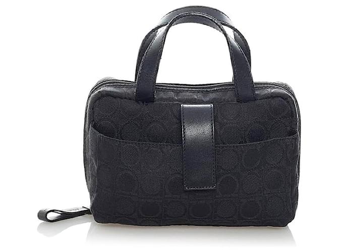 Salvatore Ferragamo Gancini Canvas Cosmetic Bag AU-22 0794 Black Cloth  ref.734492