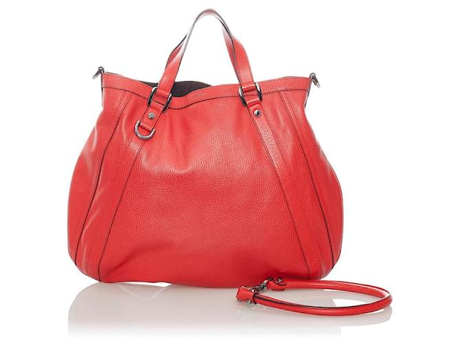 Gucci Abbey Leather Shoulder Bag 268641 Red  ref.734493