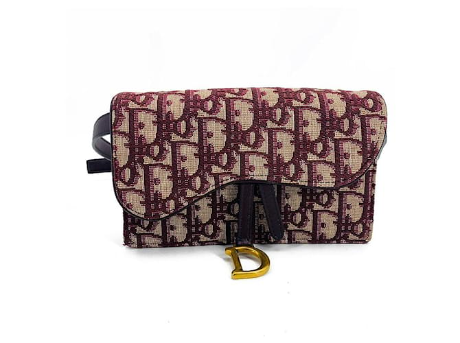 Dior Oblique Saddle Belt Bag Red Cloth  ref.734524