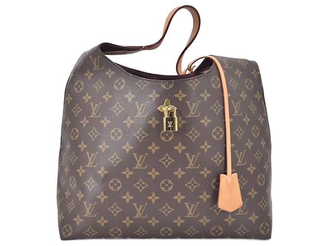 Louis Vuitton Flower Hobo Bag Monogram Canvas Brown Leather ref