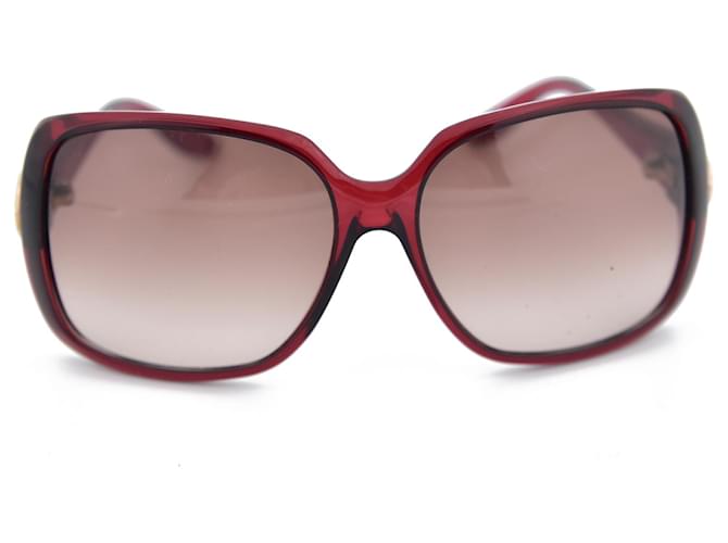 Gucci Lunettes de soleil oversizees à logo G entrelacés Plastique Rouge  ref.734561