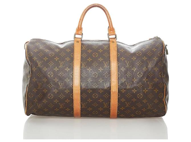 Louis Vuitton Monogram Keepall Bandouliere 50 Brown Cloth  ref.734563