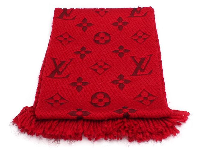 Louis Vuitton Lenço de Lã e Seda Logomania M72432 Vermelho