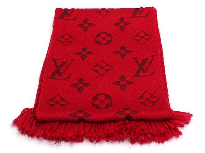 Louis Vuitton Logomania Schal aus Wolle und Seide M72432 Rot Leinwand  ref.734571