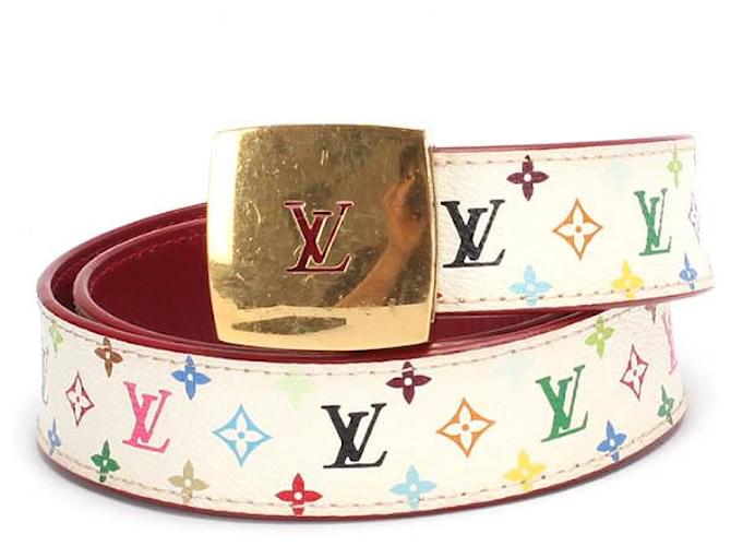 Louis Vuitton White Monogram Multicolore LV Cut Reversible Belt