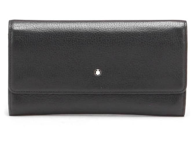 Montblanc Leather Continental Wallet Black Pony-style calfskin  ref.734588