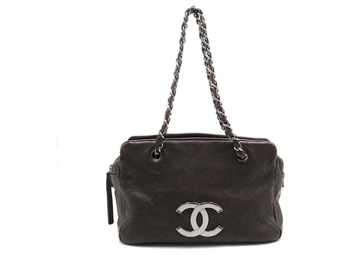 Chanel Bolsa sacola com ponto diamante CC Marrom Bezerro-como bezerro  ref.734610