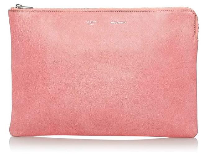 Céline Leather Clutch Pink Pony-style calfskin  ref.734615