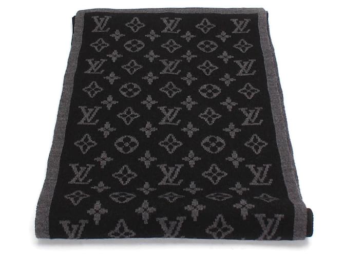 Louis Vuitton Lenço de lã com monograma Preto Lona  ref.734756