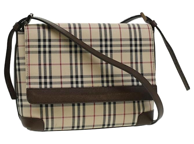 BURBERRY Nova Check Shoulder Bag Canvas Leather Beige Auth 33395 Cloth   - Joli Closet