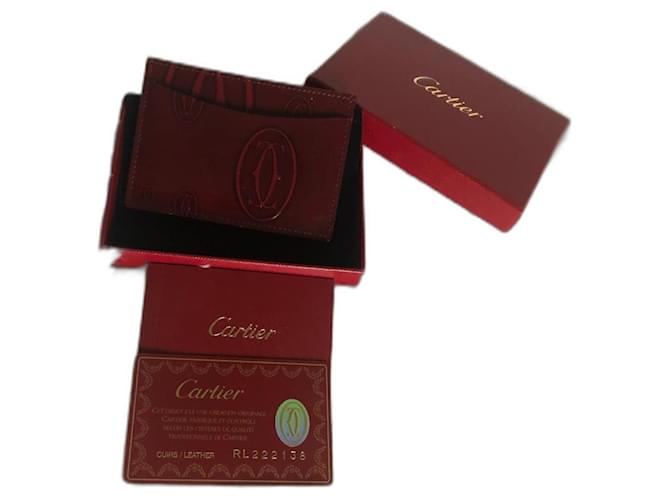 Cartier Bourses, portefeuilles, cas Cuir vernis Bordeaux  ref.734913