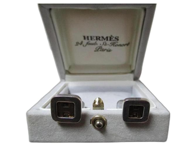 Hermès Cufflinks. Silvery Silver  ref.734932