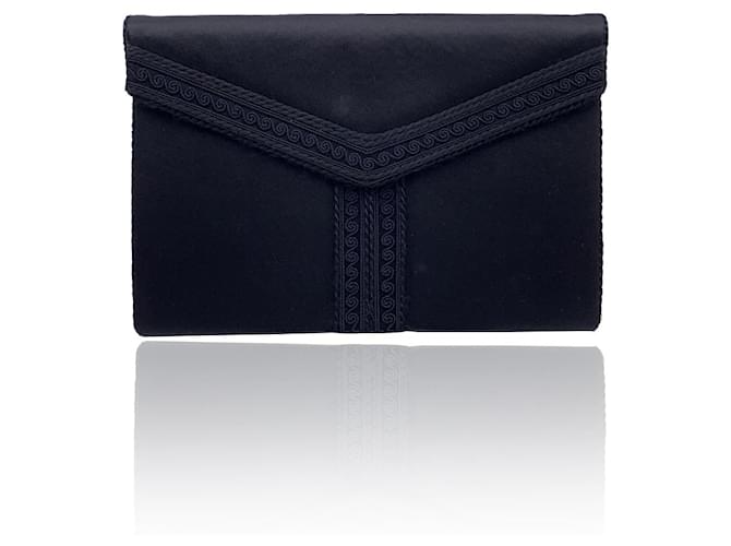 Yves Saint Laurent Vintage Black Satin Clutch Bag Handbag Cloth  ref.734962