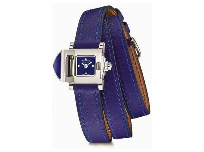 HERMÈS: Uhr „MÉDOR ROCK“ Armband mit dreifacher Drehung Marineblau Stahl  ref.735211