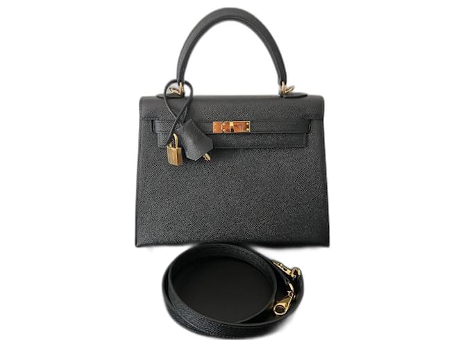 Hermes Personal Kelly bag 25 Sellier White/Black Epsom leather