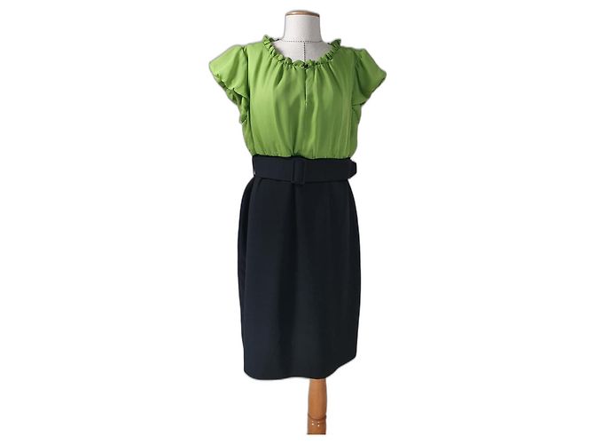 Baum und Pferdgarten Kleid Grün Schwarz
