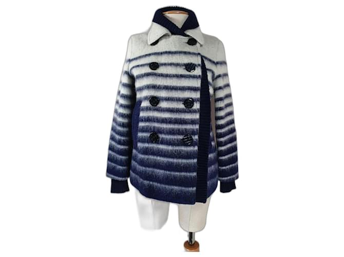 Jean Paul Gaultier Coats, Outerwear Blue Polyester Wool  ref.736010