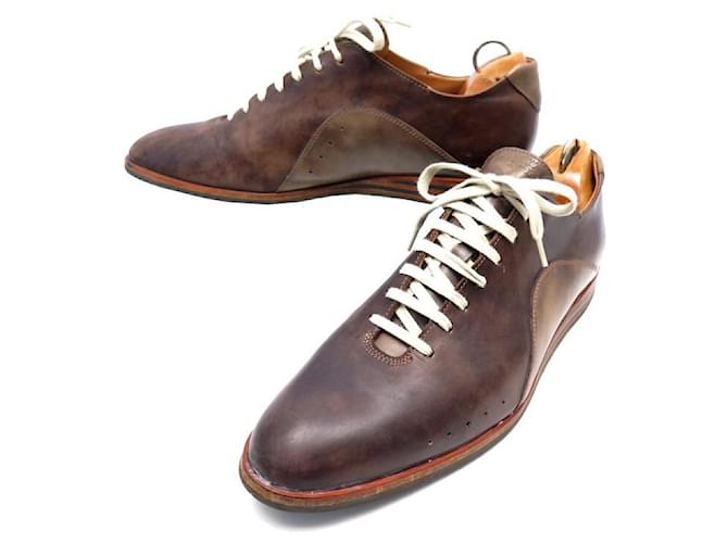 JOHN LOBB SPRINT SNEAKERS 9.5 43.5 PATINA LEATHER SNEAKERS SHOES Brown  ref.736059